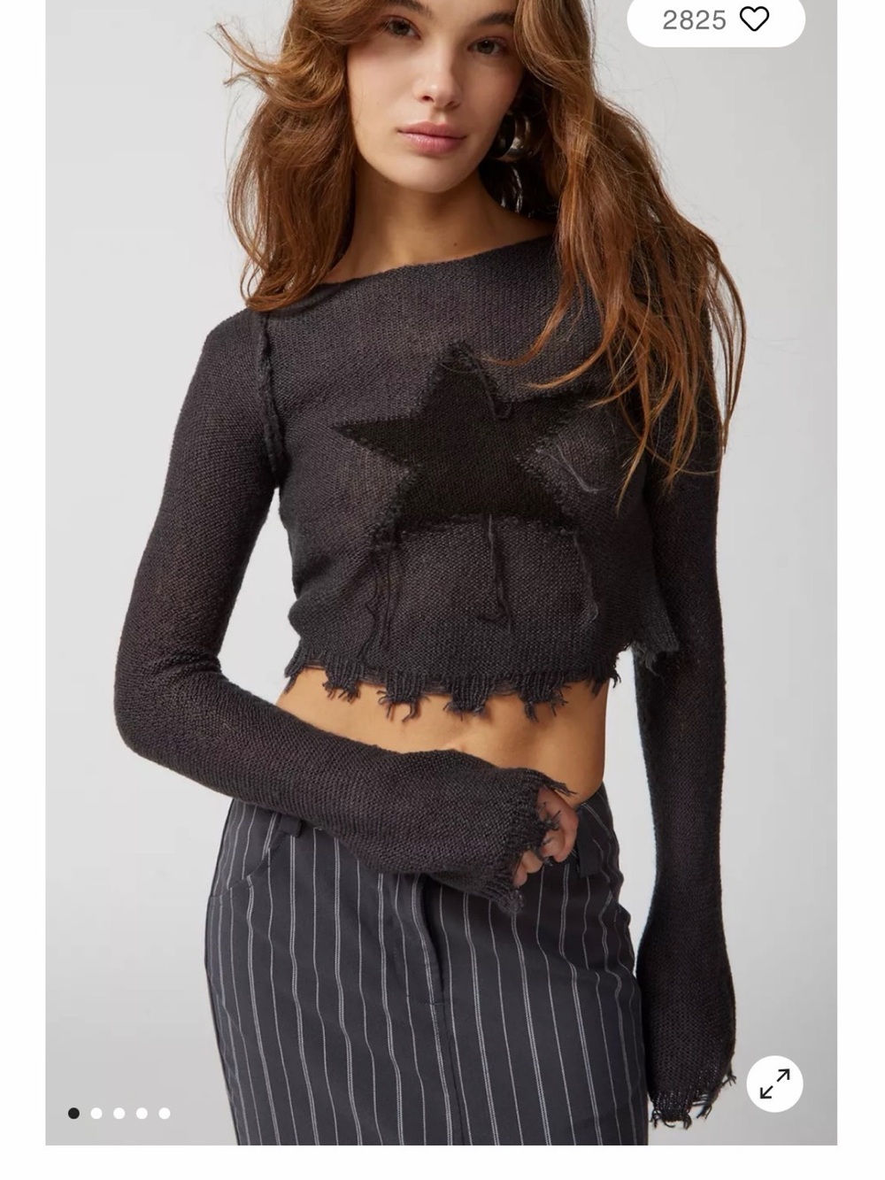 Urban Outfitters Black Distressed Star Crop Sweater size medium